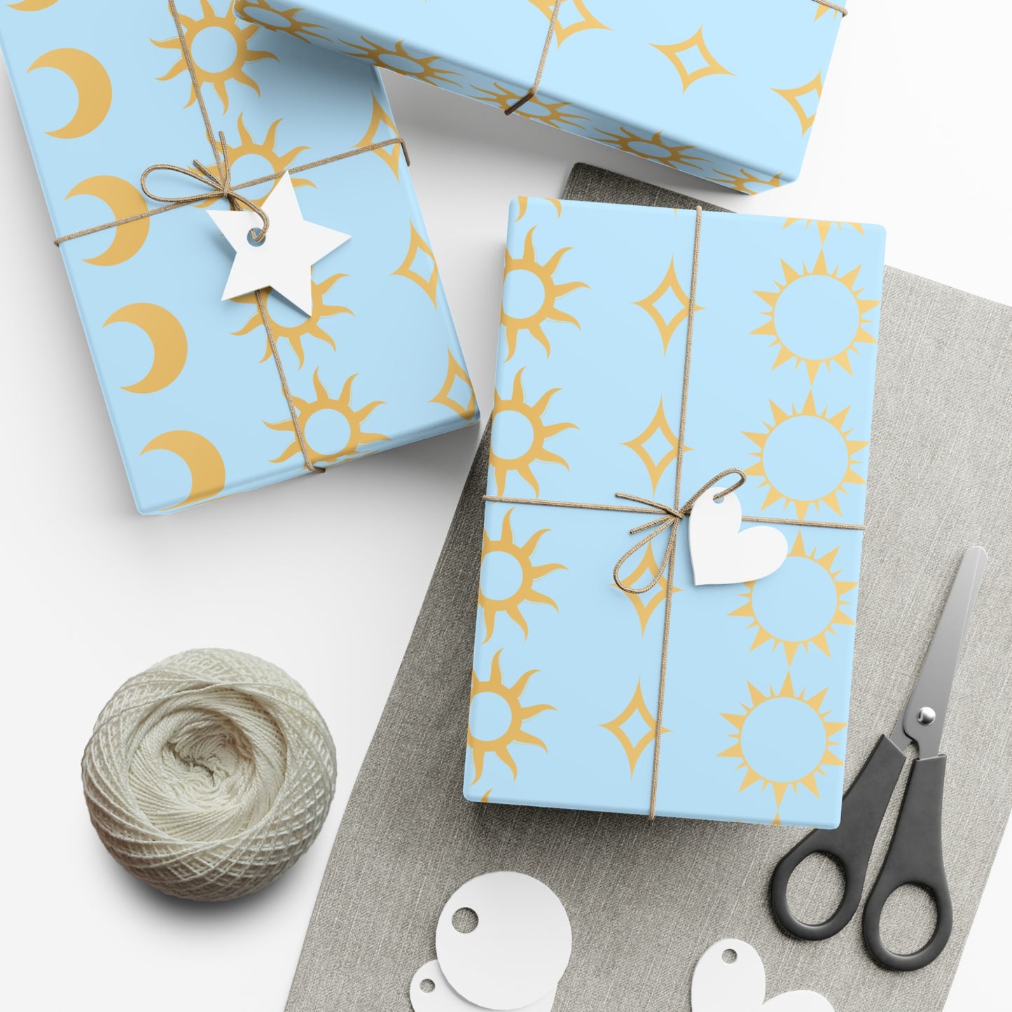 Elegant Celestial Gift Wrap Papers for All Occasions, Moon and Sun Design, Birthday, Christmas, Baby Shower, Eco-Friendly
