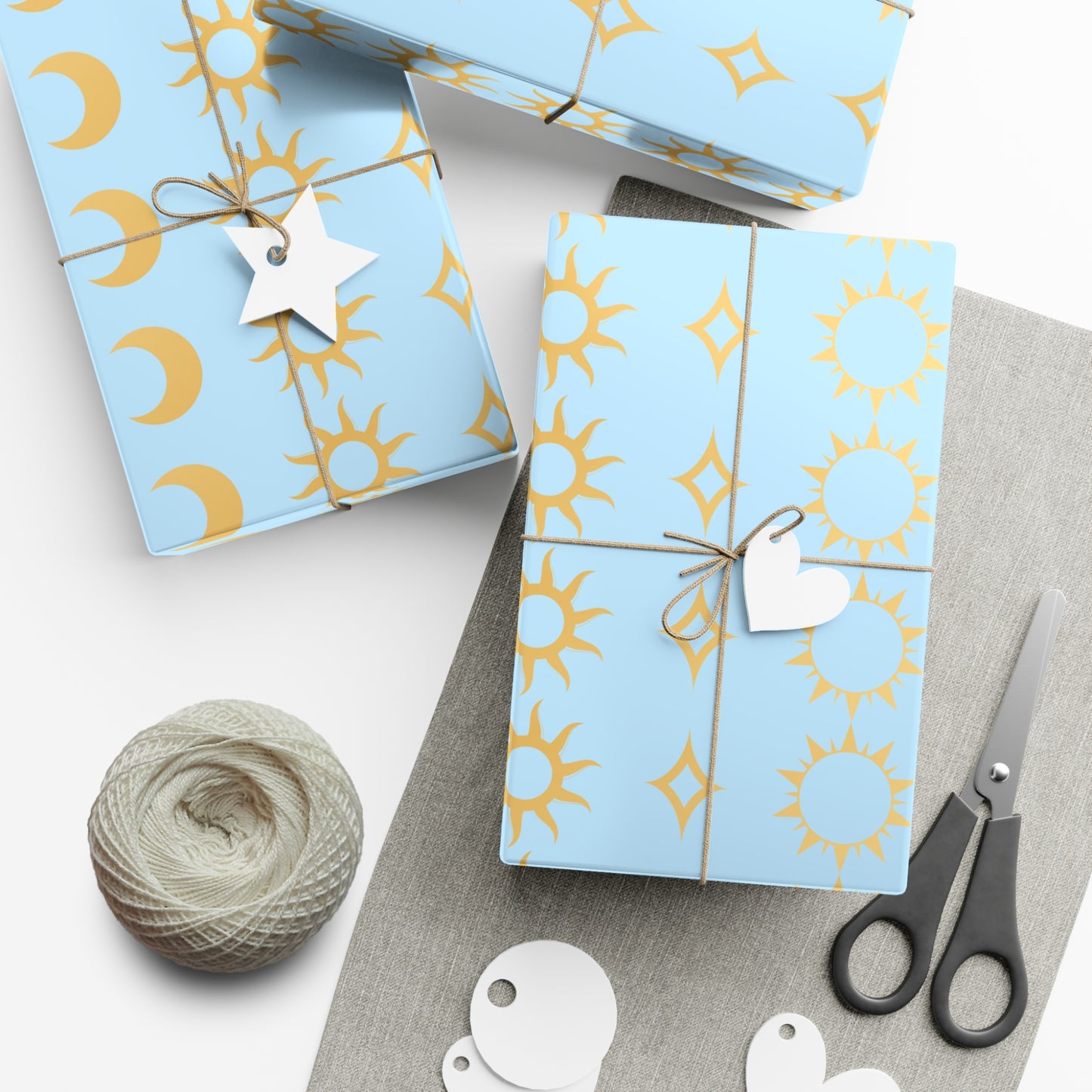 Elegant Celestial Gift Wrap Papers for All Occasions, Moon and Sun Design, Birthday, Christmas, Baby Shower, Eco-Friendly