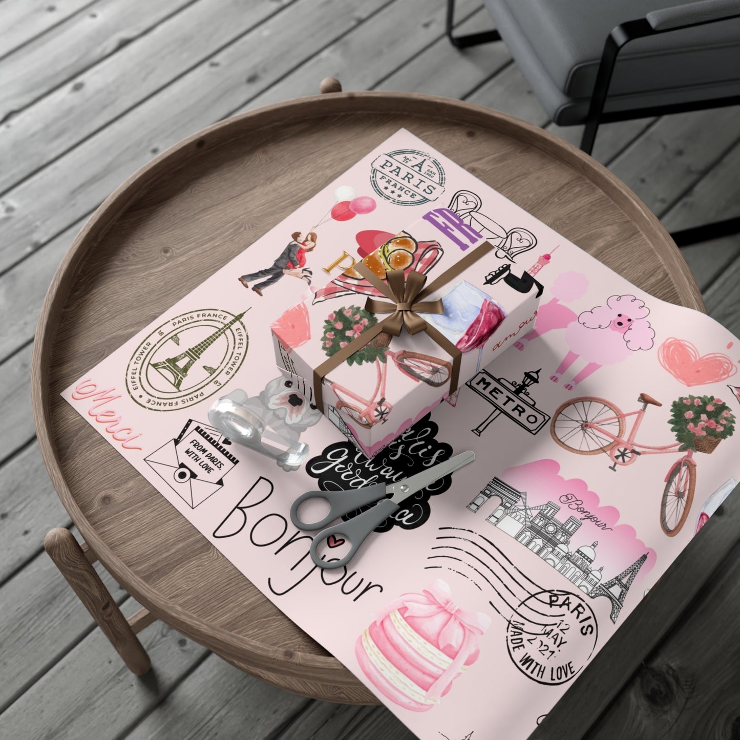 Charming Gift Wrap Papers for Special Occasions | Parisian Theme | Perfect for Birthdays, Weddings, Showers, Holidays, Anniversaries