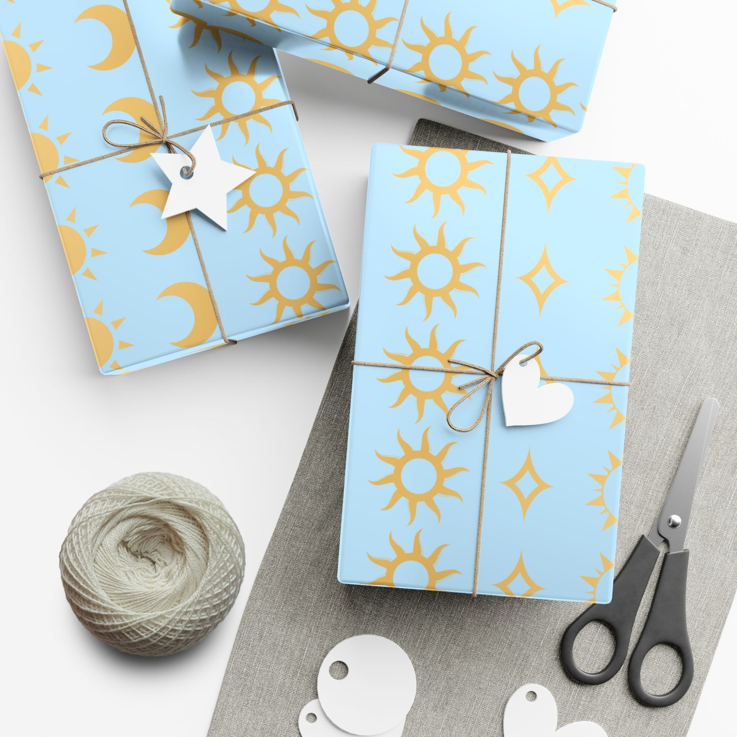 Elegant Celestial Gift Wrap Papers for All Occasions, Moon and Sun Design, Birthday, Christmas, Baby Shower, Eco-Friendly
