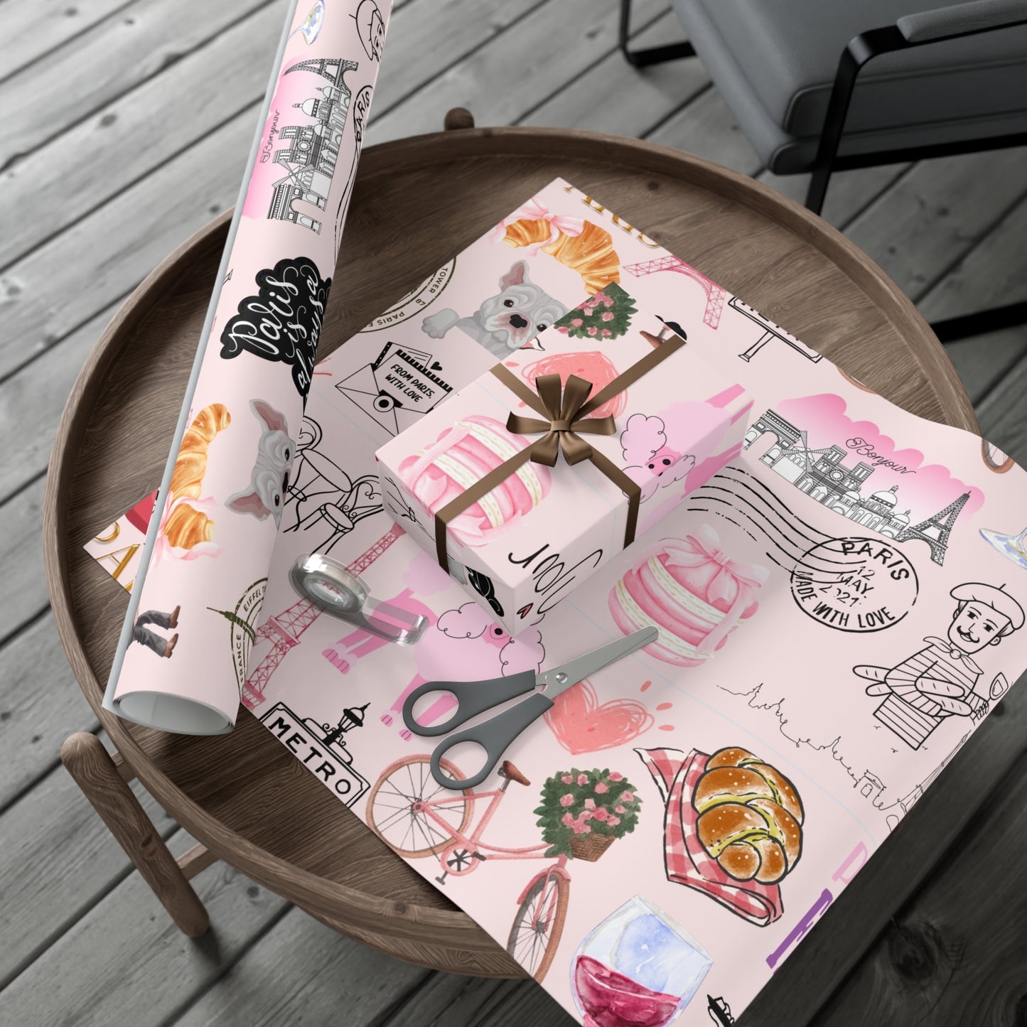 Charming Gift Wrap Papers for Special Occasions | Parisian Theme | Perfect for Birthdays, Weddings, Showers, Holidays, Anniversaries