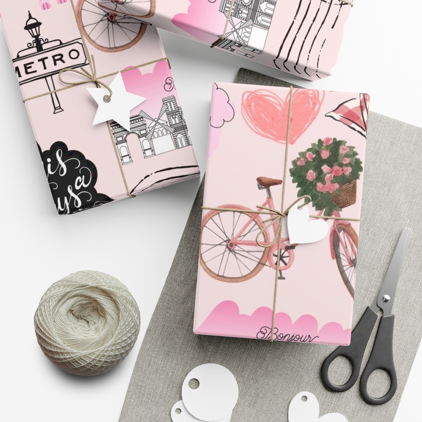 Charming Gift Wrap Papers for Special Occasions | Parisian Theme | Perfect for Birthdays, Weddings, Showers, Holidays, Anniversaries