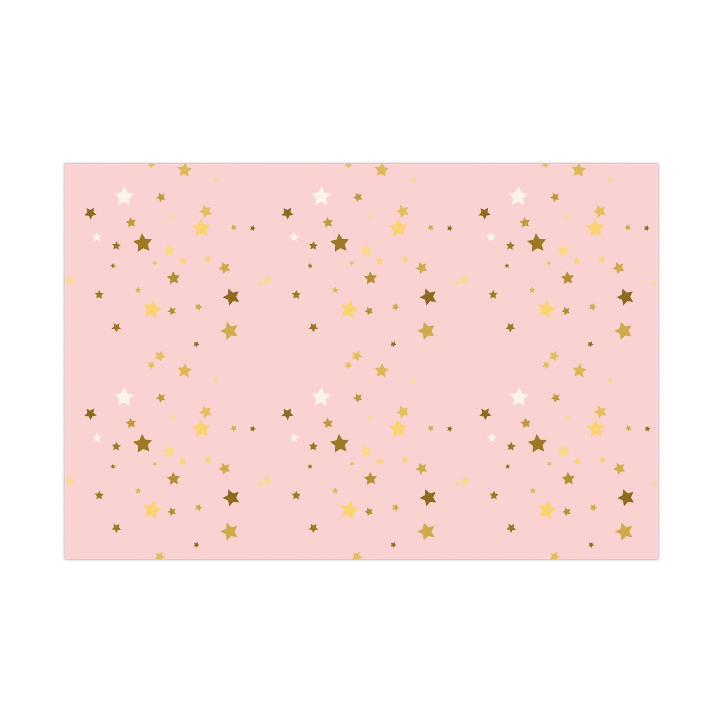 Starry Sky Gift Wrap Paper, Pink and Gold Stars Wrapping Paper for Birthdays, Holidays, Baby Showers, Cute Gift Packaging, Festive Decor
