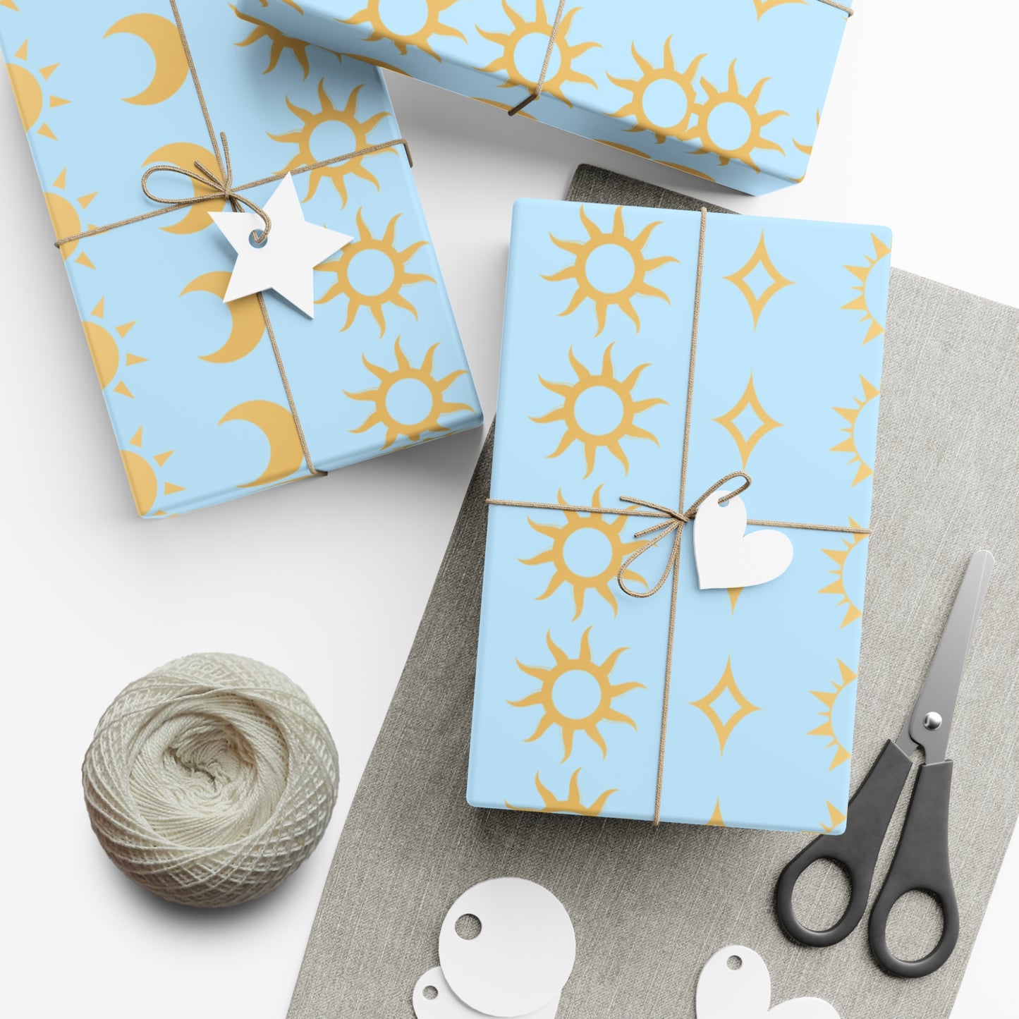 Elegant Celestial Gift Wrap Papers for All Occasions, Moon and Sun Design, Birthday, Christmas, Baby Shower, Eco-Friendly