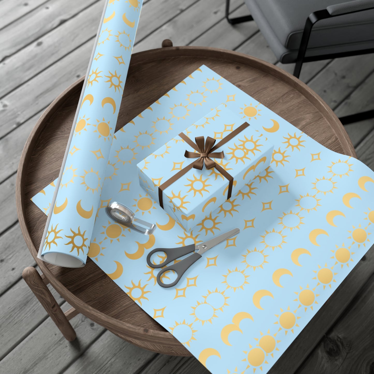 Elegant Celestial Gift Wrap Papers for All Occasions, Moon and Sun Design, Birthday, Christmas, Baby Shower, Eco-Friendly
