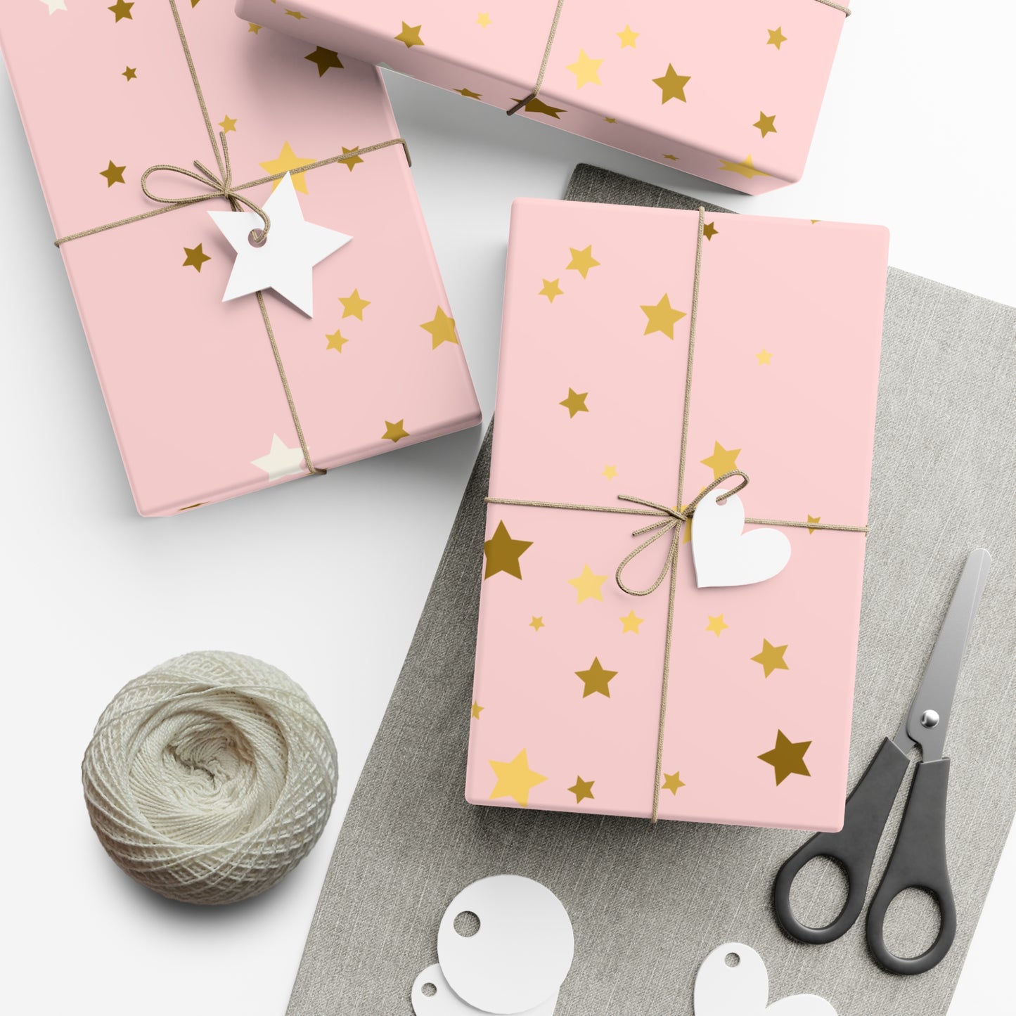 Starry Sky Gift Wrap Paper, Pink and Gold Stars Wrapping Paper for Birthdays, Holidays, Baby Showers, Cute Gift Packaging, Festive Decor