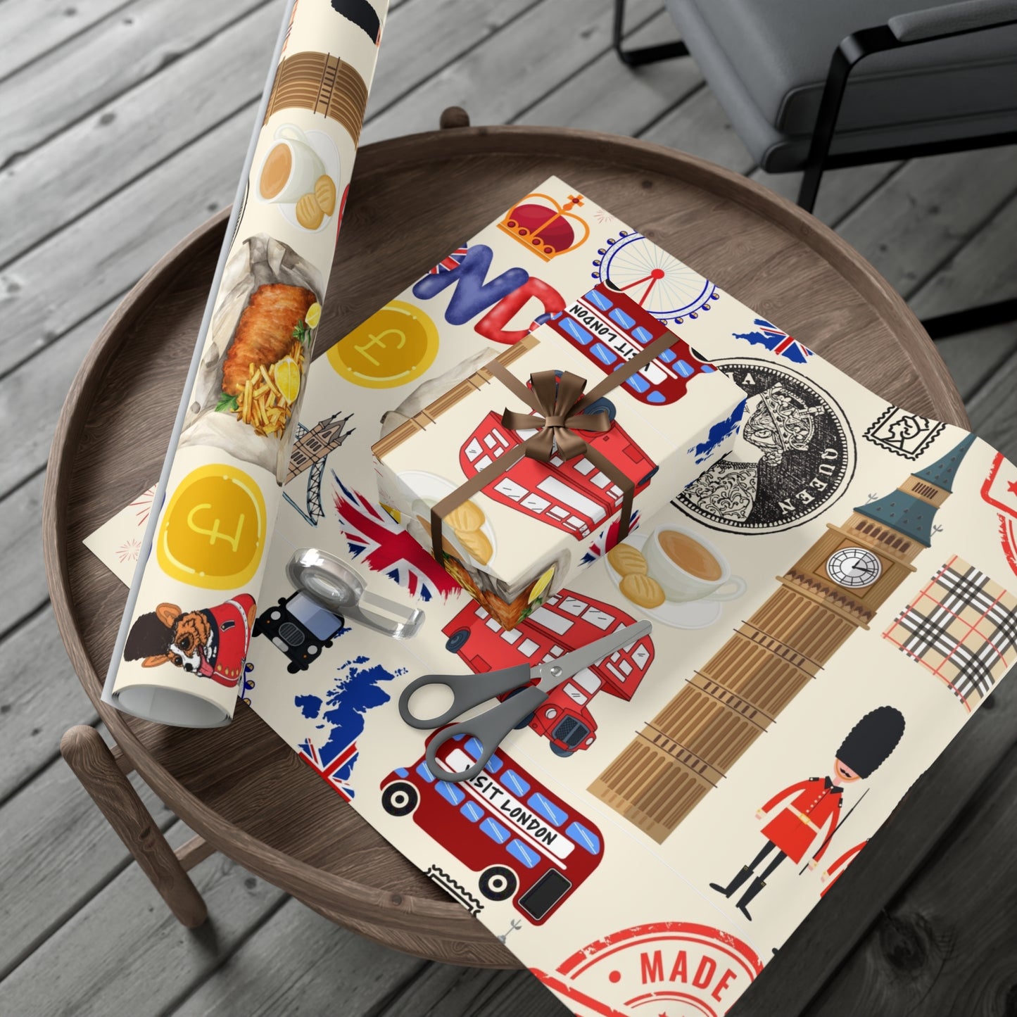 London-Themed Gift Wrap Papers, Decorative Present Packaging, Unique Party Wrapping Paper, British Style, Eco-Friendly Gift Wrap