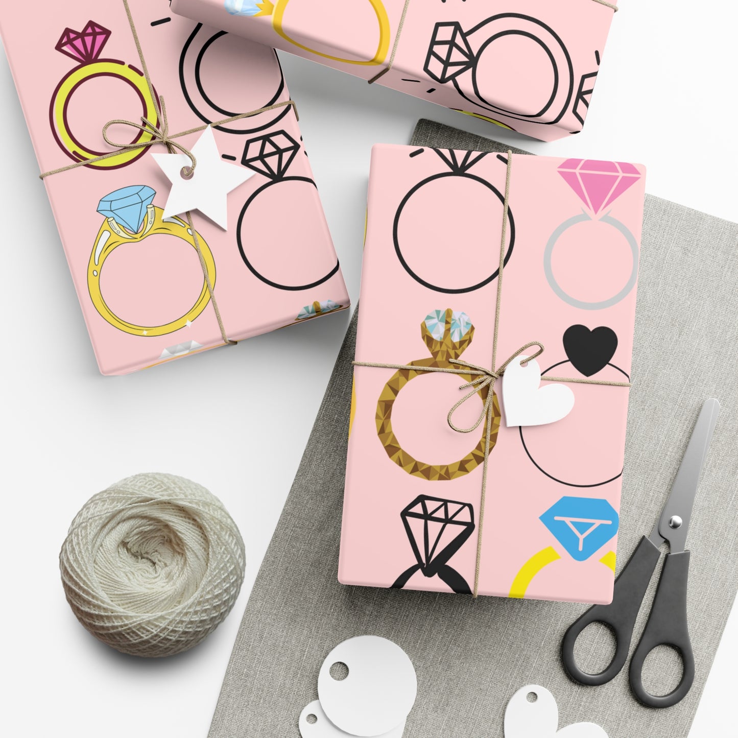 Chic Gift Wrap Papers, Engagement Party Wrap, Wedding Shower Decor, Jewelry Print Paper, Cute Gift Packaging