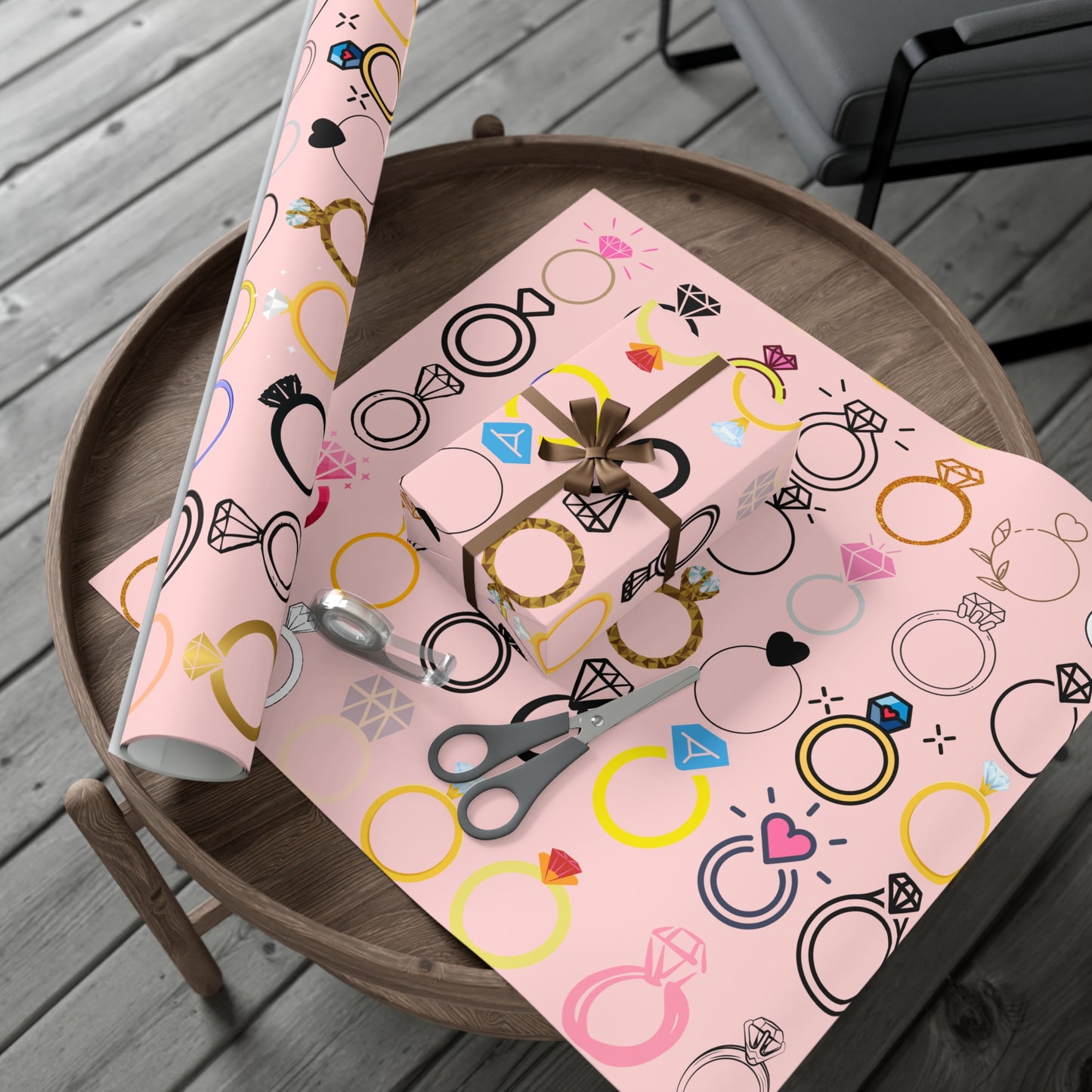 Chic Gift Wrap Papers, Engagement Party Wrap, Wedding Shower Decor, Jewelry Print Paper, Cute Gift Packaging