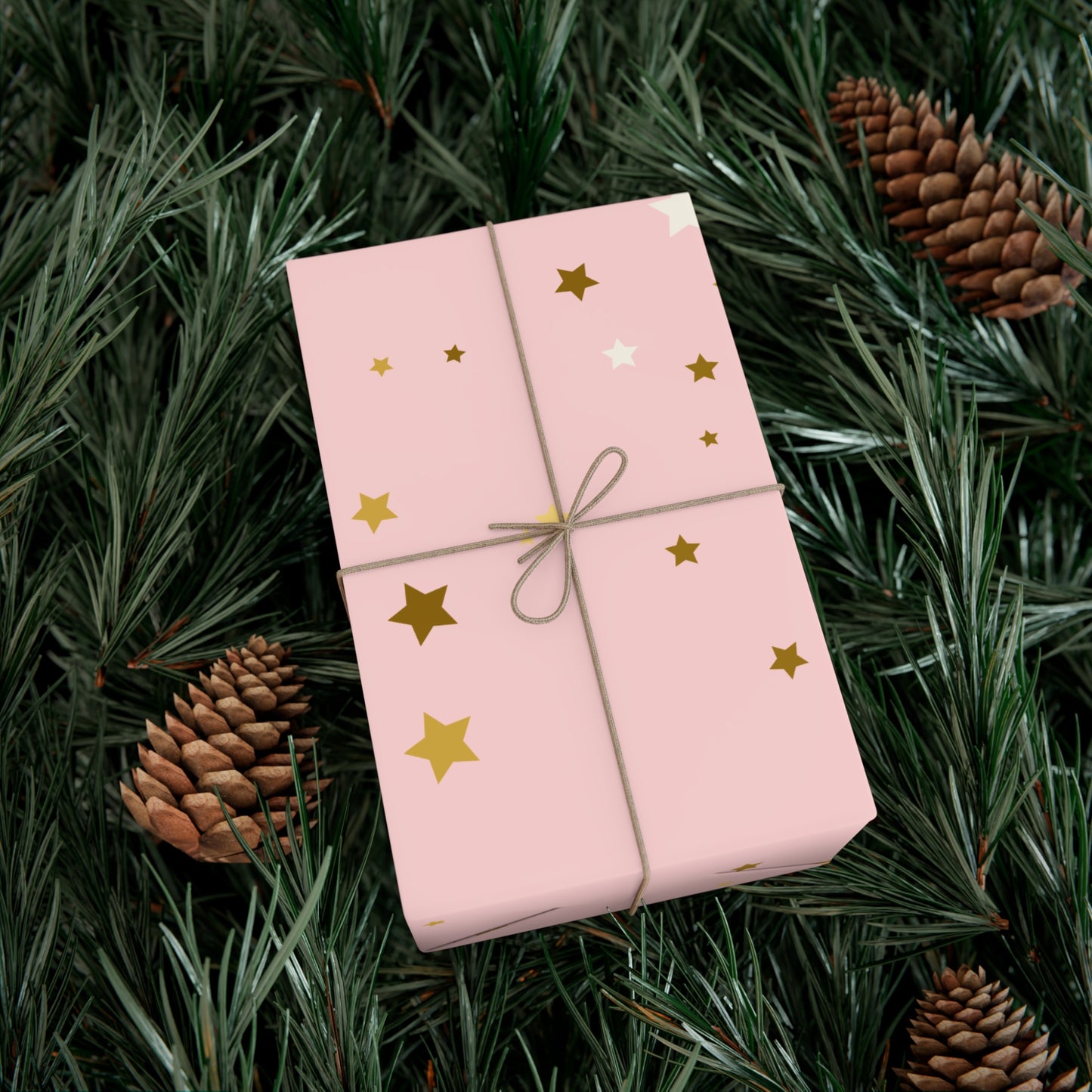 Starry Sky Gift Wrap Paper, Pink and Gold Stars Wrapping Paper for Birthdays, Holidays, Baby Showers, Cute Gift Packaging, Festive Decor