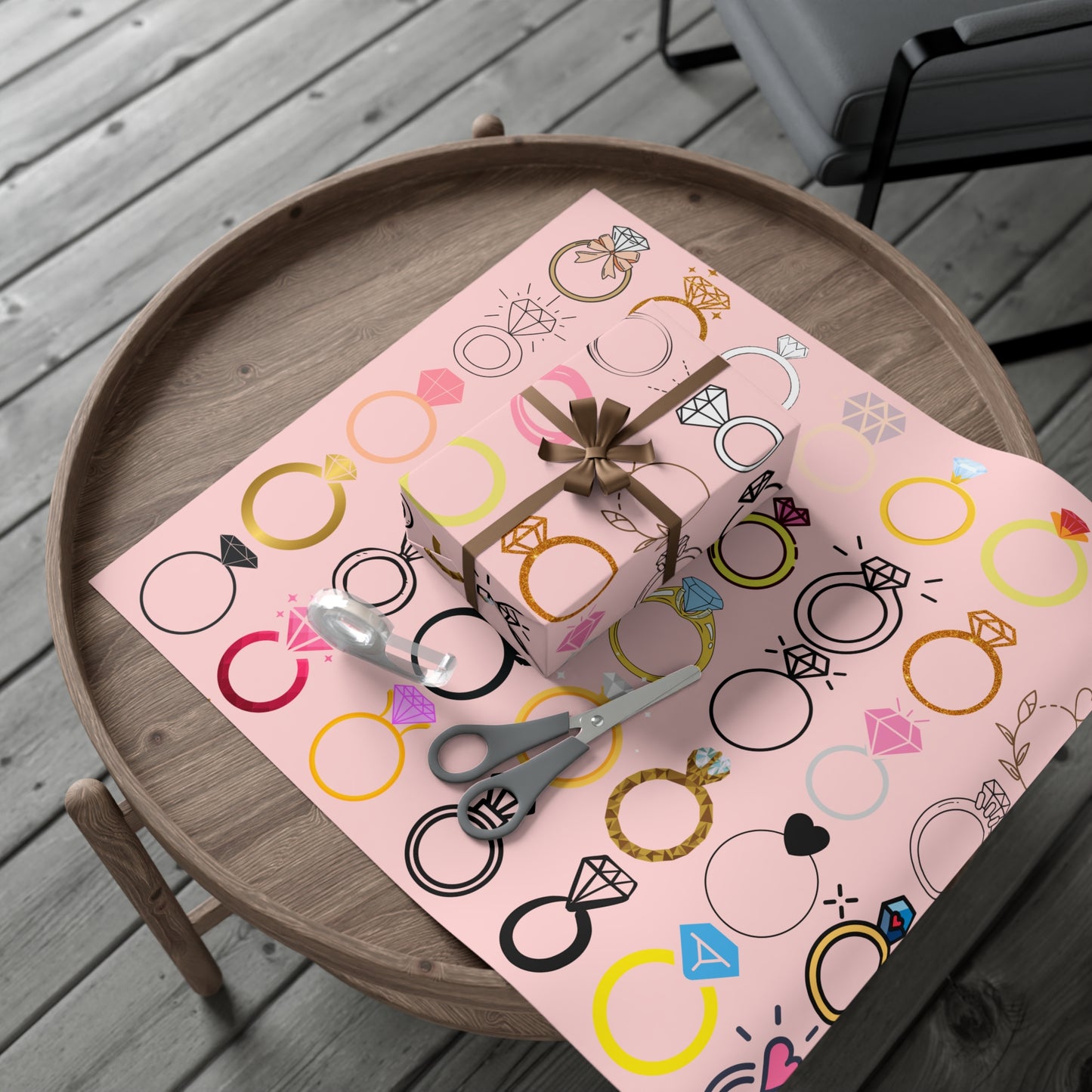Chic Gift Wrap Papers, Engagement Party Wrap, Wedding Shower Decor, Jewelry Print Paper, Cute Gift Packaging