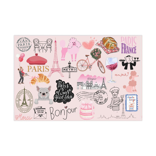 Charming Gift Wrap Papers for Special Occasions | Parisian Theme | Perfect for Birthdays, Weddings, Showers, Holidays, Anniversaries