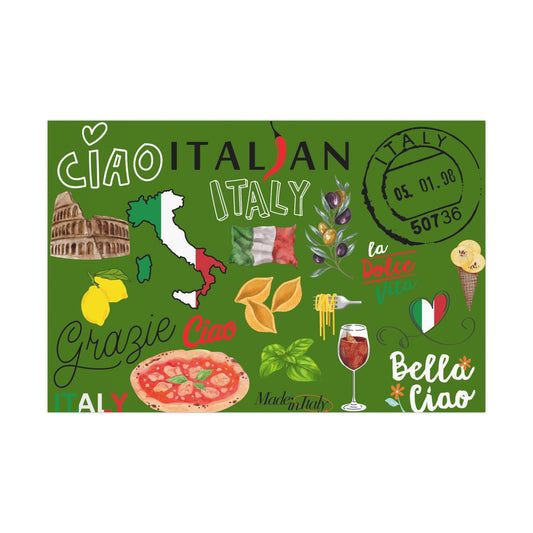 Italian-Themed Gift Wrap Papers, Perfect for Birthdays, Holidays, Weddings, or Any Celebration, Green and Colorful Designs