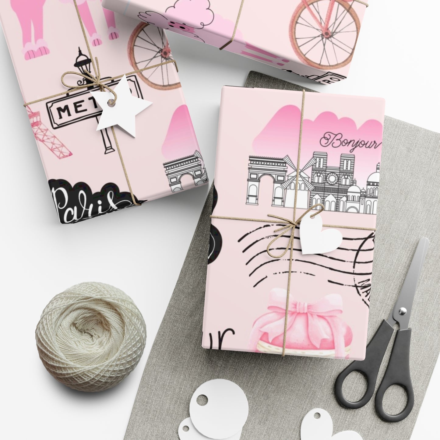 Charming Gift Wrap Papers for Special Occasions | Parisian Theme | Perfect for Birthdays, Weddings, Showers, Holidays, Anniversaries