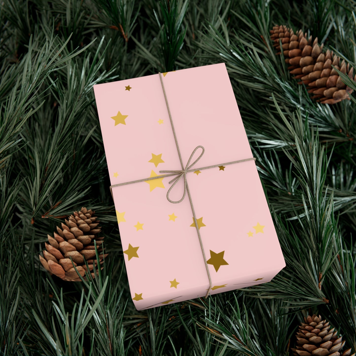 Starry Sky Gift Wrap Paper, Pink and Gold Stars Wrapping Paper for Birthdays, Holidays, Baby Showers, Cute Gift Packaging, Festive Decor