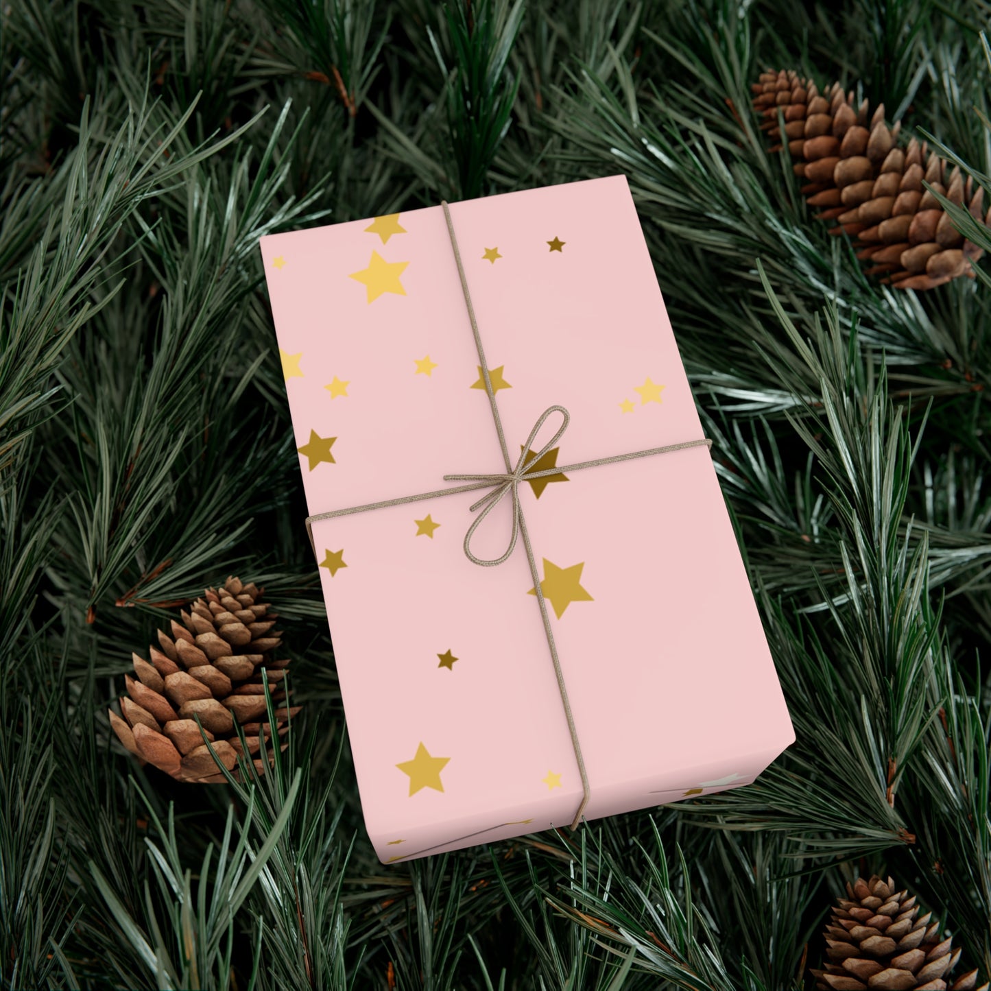 Starry Sky Gift Wrap Paper, Pink and Gold Stars Wrapping Paper for Birthdays, Holidays, Baby Showers, Cute Gift Packaging, Festive Decor