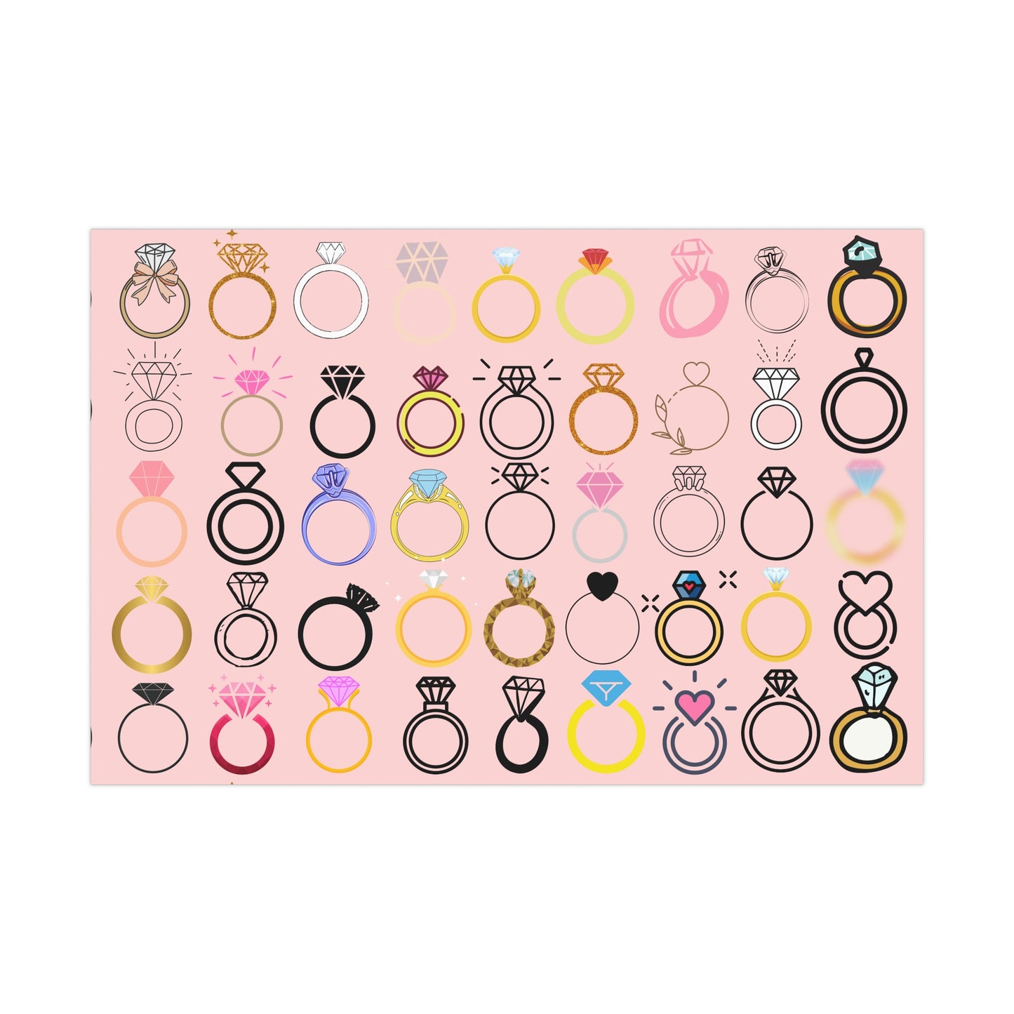 Chic Gift Wrap Papers, Engagement Party Wrap, Wedding Shower Decor, Jewelry Print Paper, Cute Gift Packaging