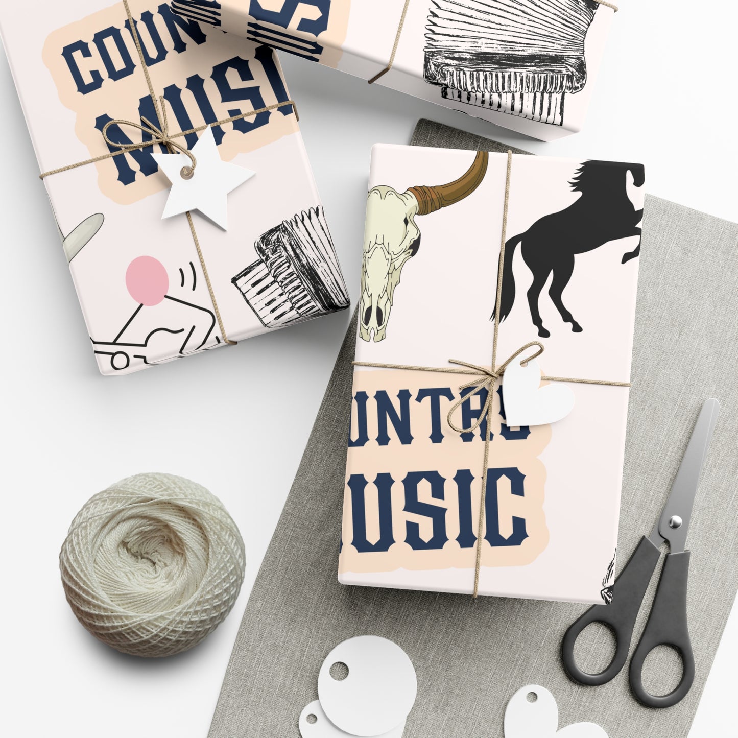 Country Music Gift Wrap Papers, Rustic Wrapping Sheets, Western Themed Gift Wrap, Holiday Packaging, Birthday Decor, Unique Gift [...]