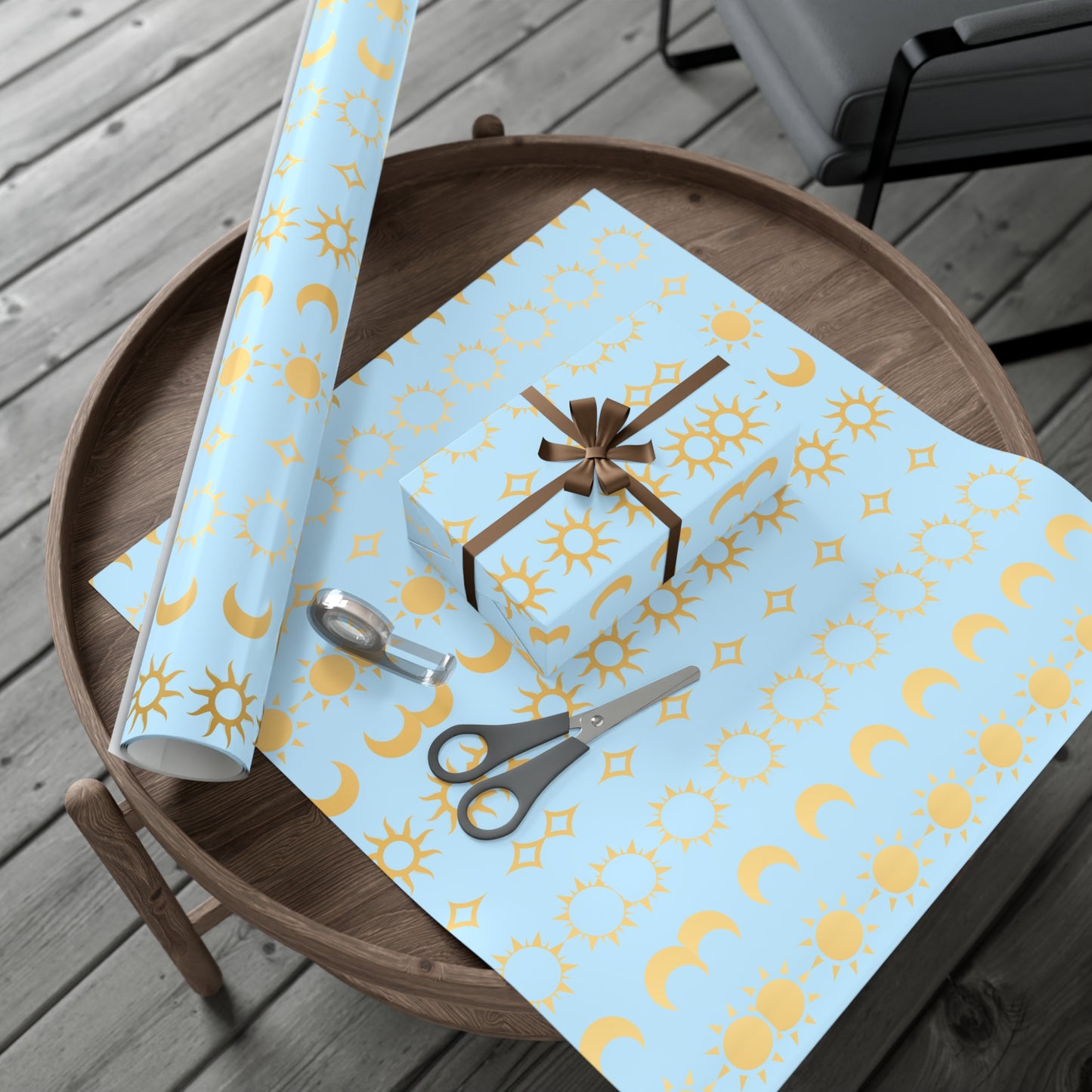 Elegant Celestial Gift Wrap Papers for All Occasions, Moon and Sun Design, Birthday, Christmas, Baby Shower, Eco-Friendly