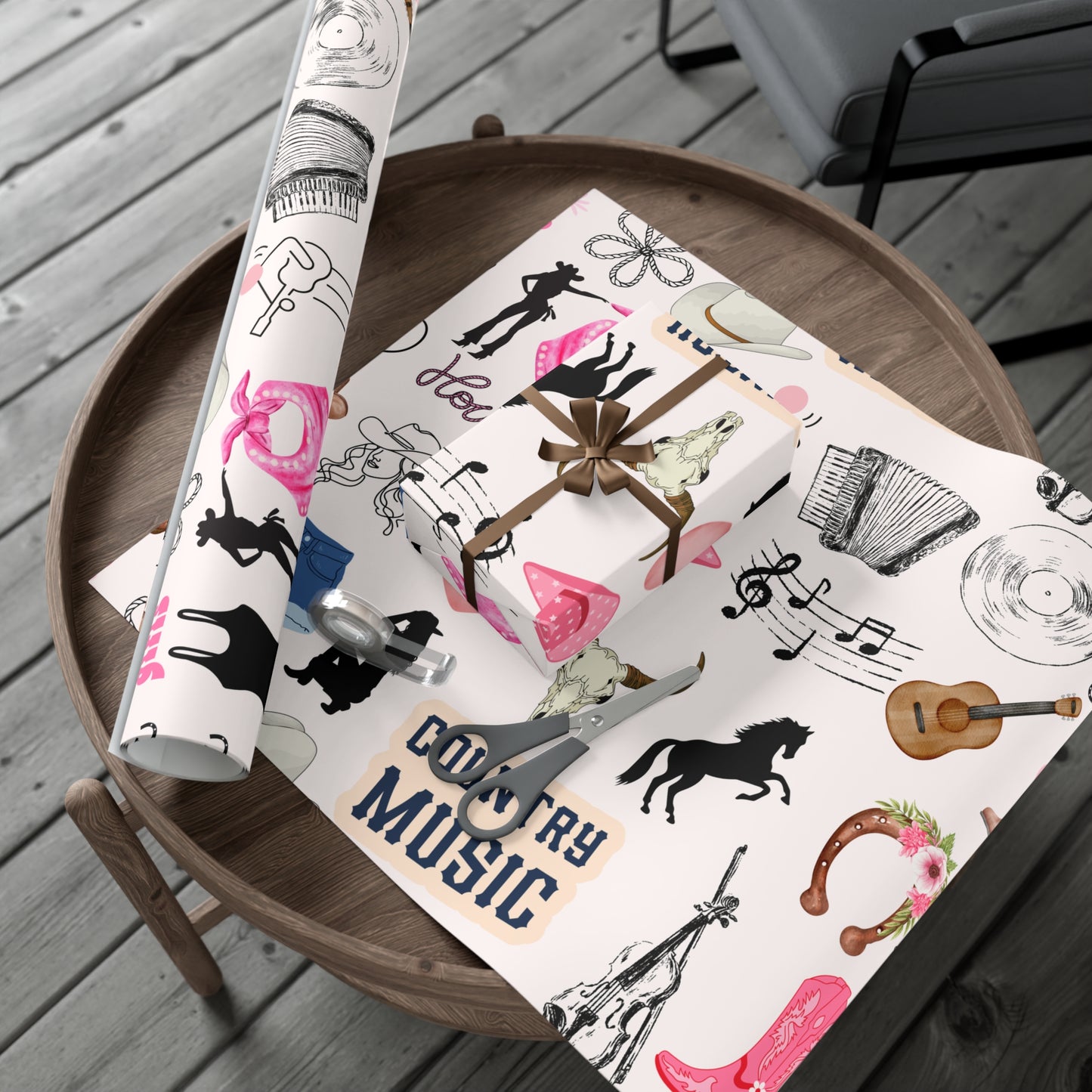 Country Music Gift Wrap Papers, Rustic Wrapping Sheets, Western Themed Gift Wrap, Holiday Packaging, Birthday Decor, Unique Gift [...]