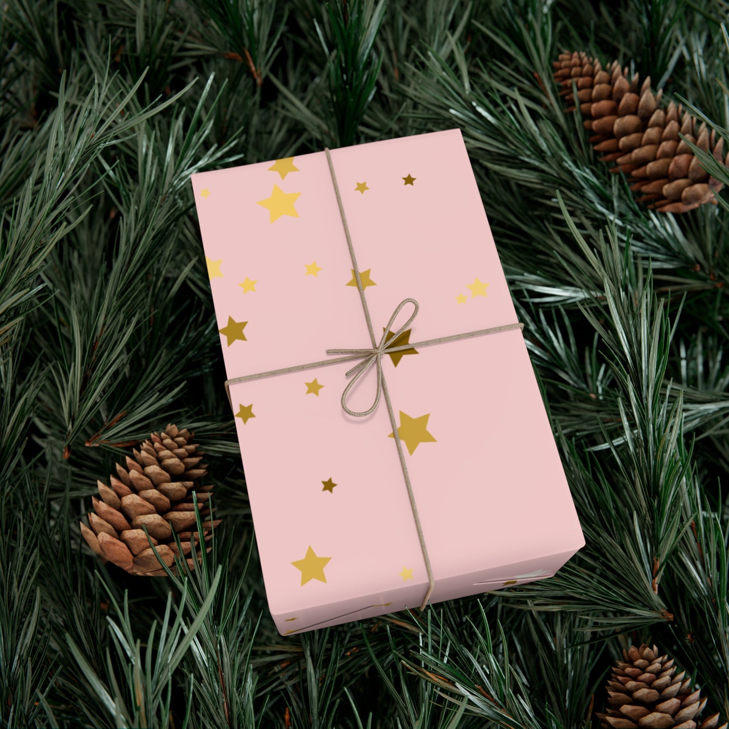 Starry Sky Gift Wrap Paper, Pink and Gold Stars Wrapping Paper for Birthdays, Holidays, Baby Showers, Cute Gift Packaging, Festive Decor
