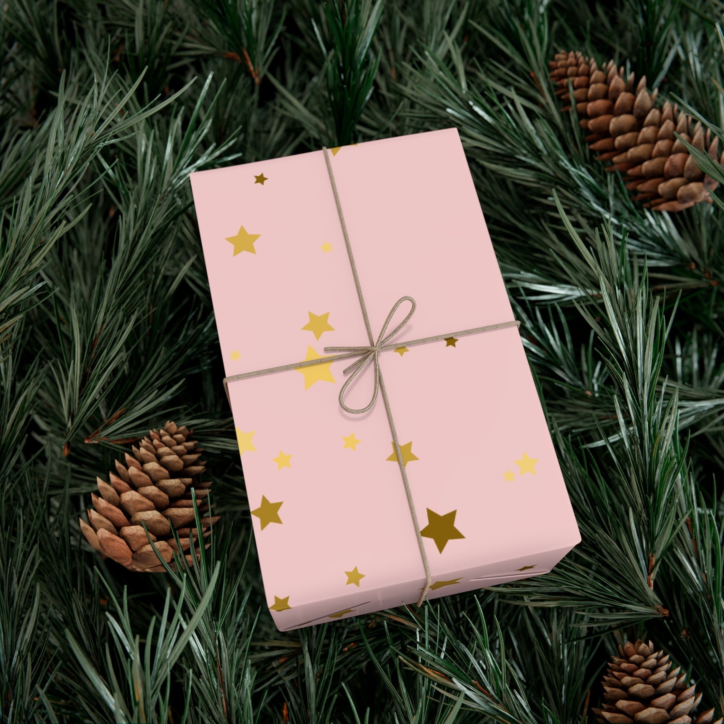 Starry Sky Gift Wrap Paper, Pink and Gold Stars Wrapping Paper for Birthdays, Holidays, Baby Showers, Cute Gift Packaging, Festive Decor