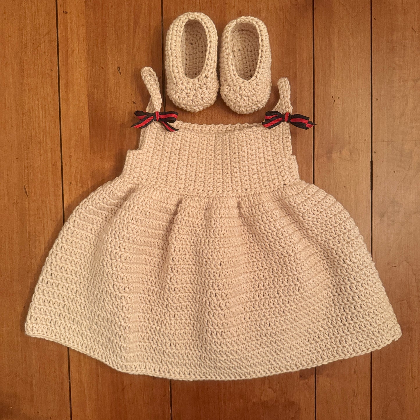 Handmade Crochet Dress with Gucci Ribbons