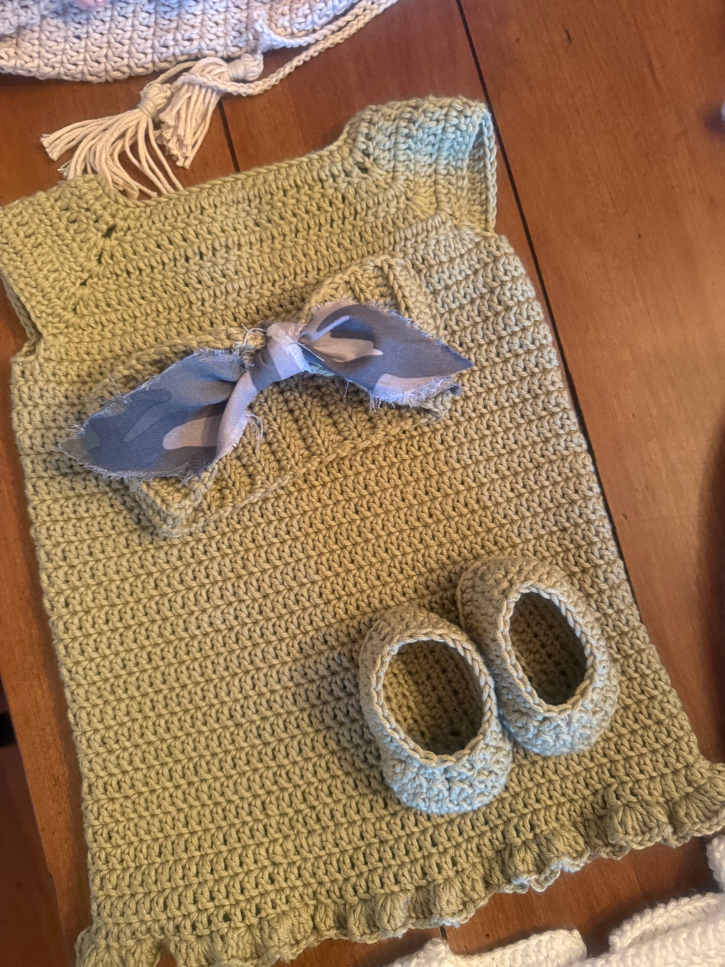 Handmade Crochet Sundress Set – Camo Chic