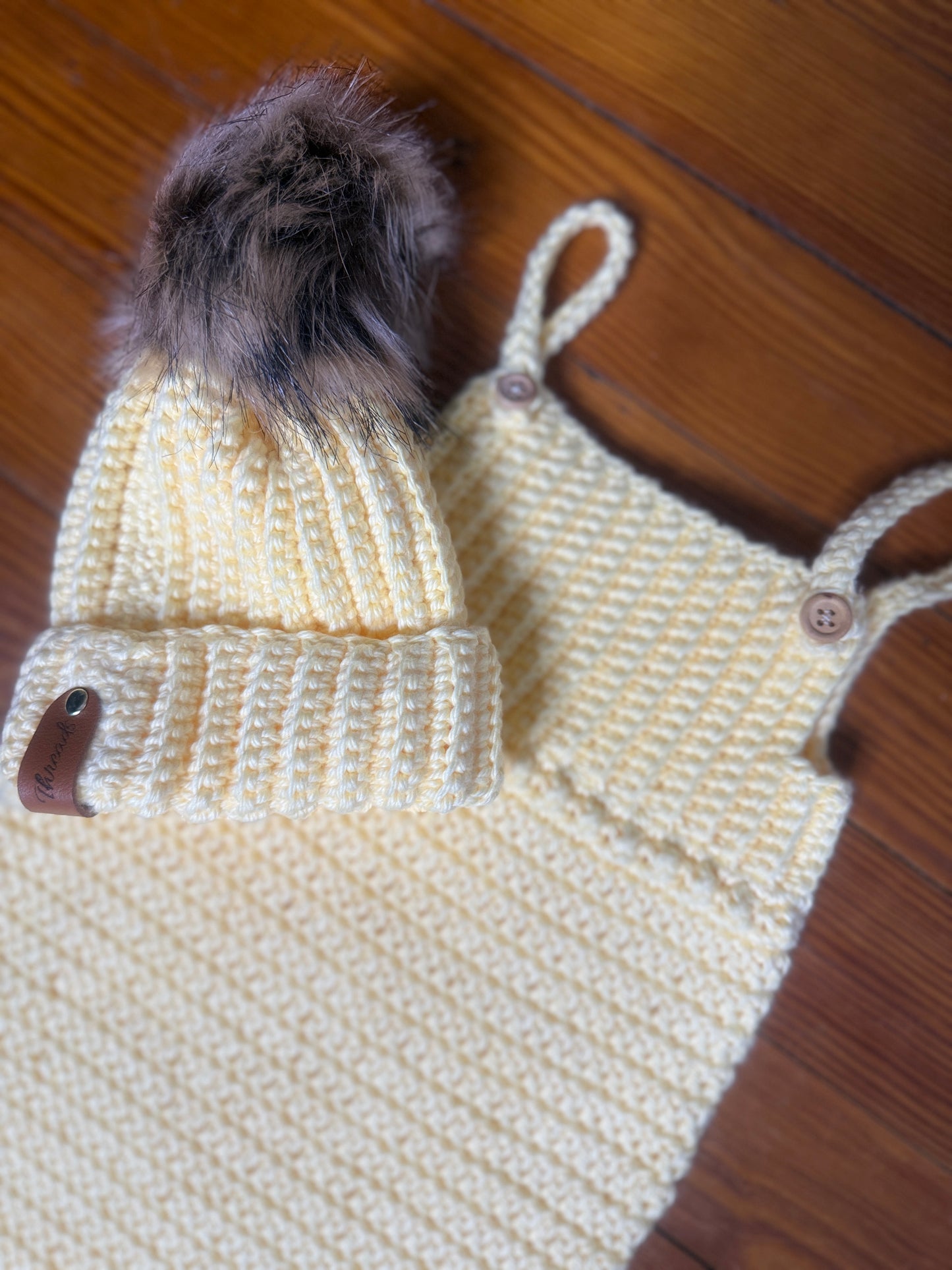 Handmade Crochet Yellow Summer Baby Sack with Hat (Newborn Size)