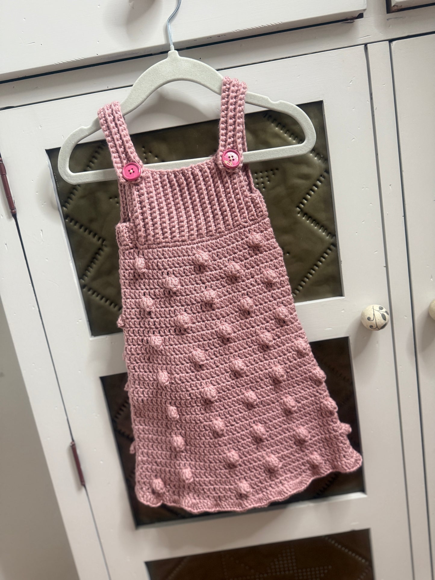 Handmade Crochet Summer Dress with Polka Dots (0–3; 3–6 Months)