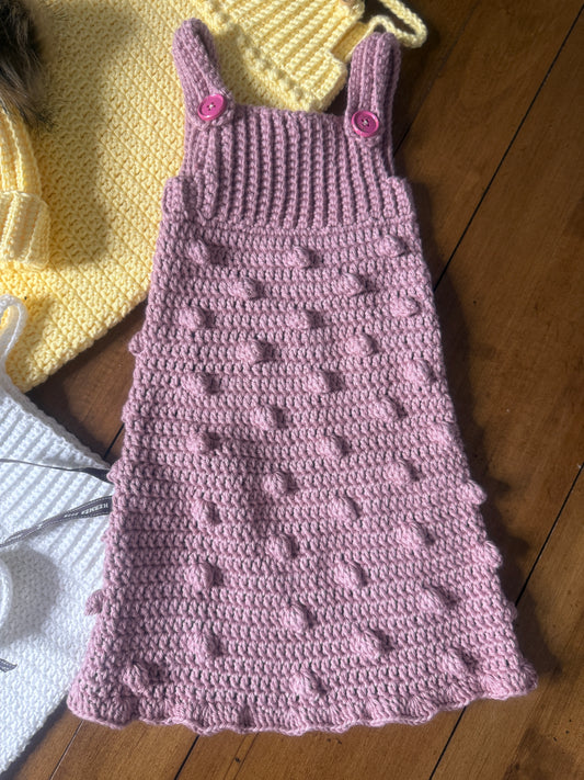 Handmade Crochet Summer Dress with Polka Dots (0–3; 3–6 Months)