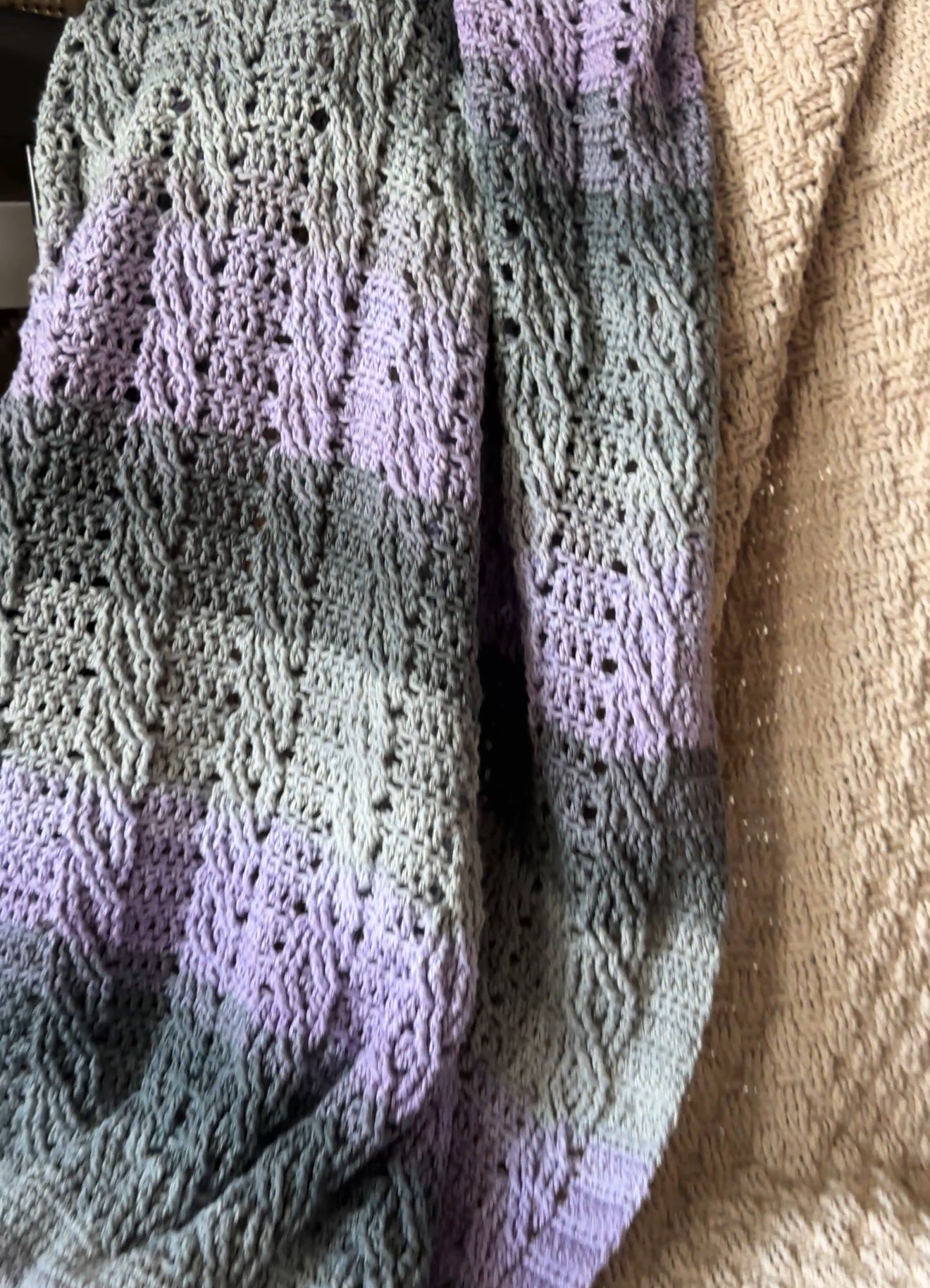 🌿 Handmade Multicolor Waffle Stitch Cotton Blankets