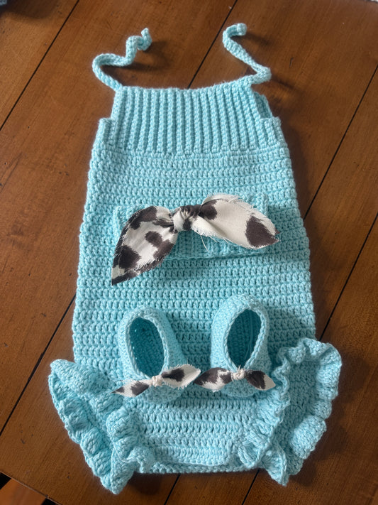 Handmade Crochet Ruffle Jumper Set