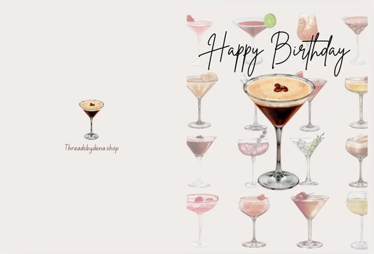 🍸🎉 “Cocktail Confetti” Birthday Card – Printable Download